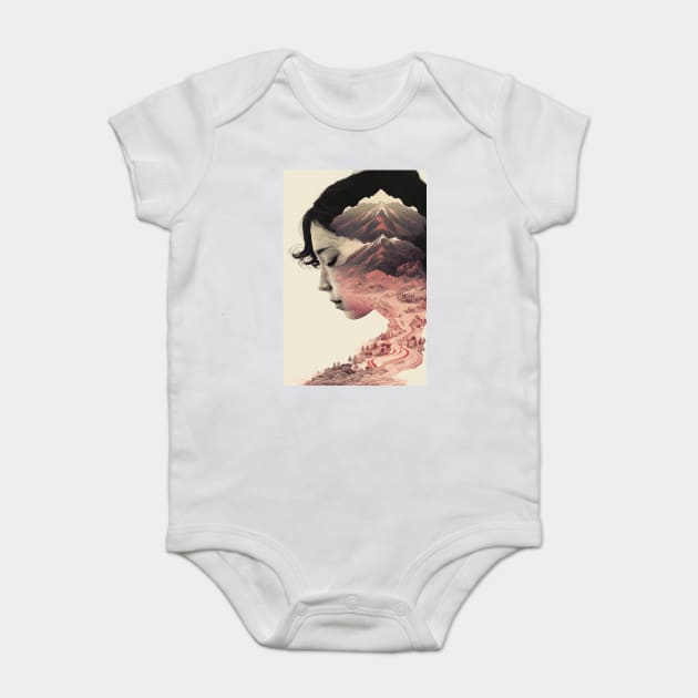 Twilight in the Land of the Rising Sun: A Lovely Ukiyo-e Double Exposure Art Baby Bodysuit by Darksavage